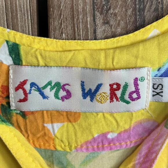 Jams World Womens Yellow Pink Floral Babydoll Dress Size XS Cottage - Picture 4 of 4